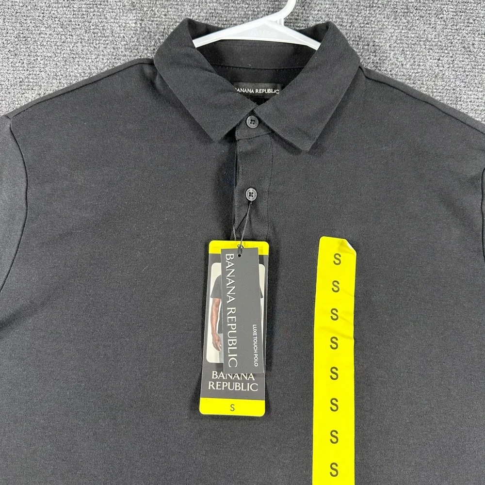 Banana Republic Polo Shirt Mens S Small Black Luxe Touch Cotton Short Sleeve NWT